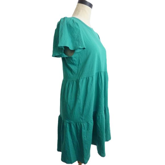 NWT J Crew Knit Tiered Mini Dress Marine Green Size S - Picture 2 of 6